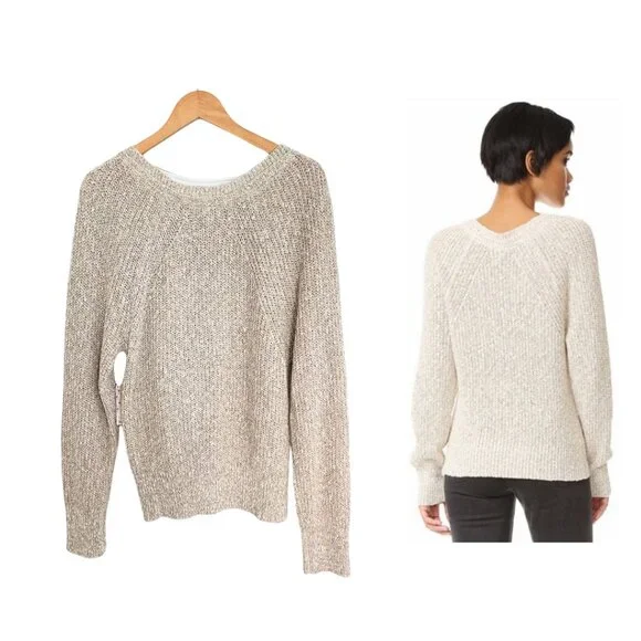 Free People Sweater Women Large Electric City Pullover Knit White Beige OB560520 - Picture 2 of 13